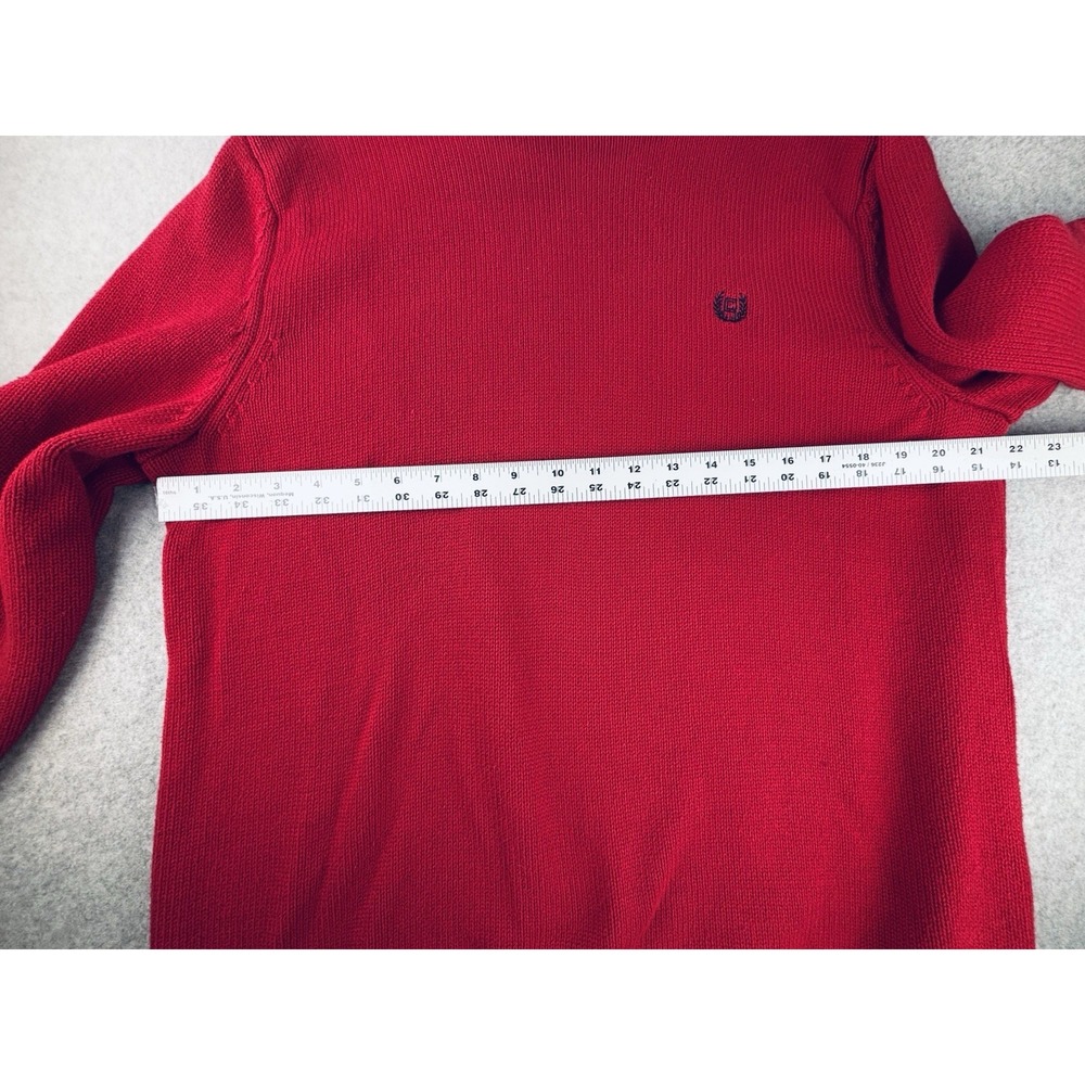 Chaps Ralph Lauren Sweater Men's Large Red Cable Knit Pullover Embroidered Crest - Picture 8 of 9